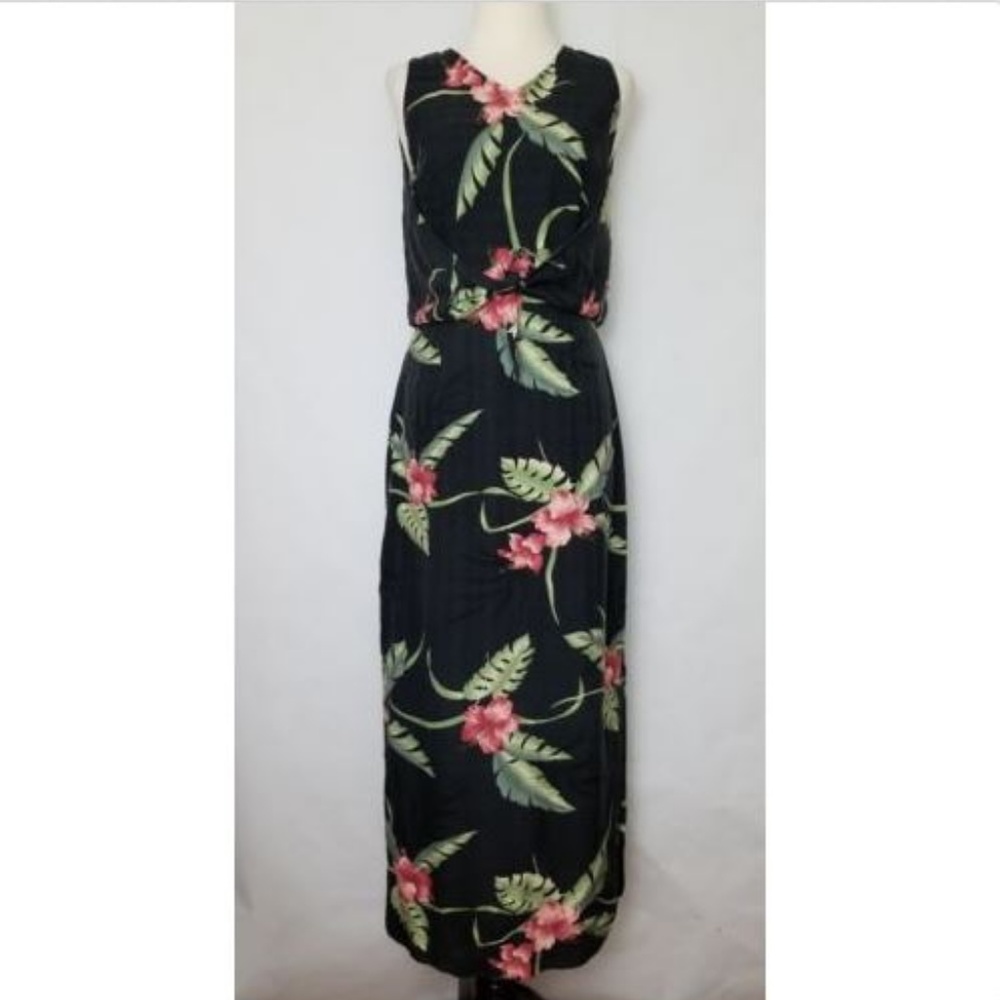 Tommy Bahama Silk Floral Wrap Bodice Maxi Dress